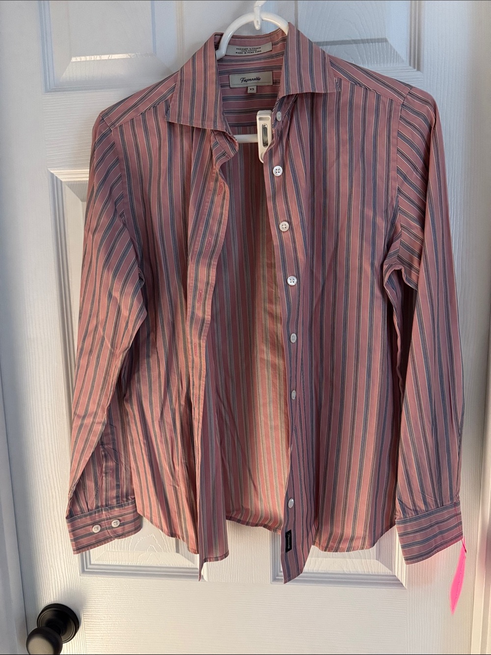 Faconnable Pink and Blue Striped Button-Down Shirt